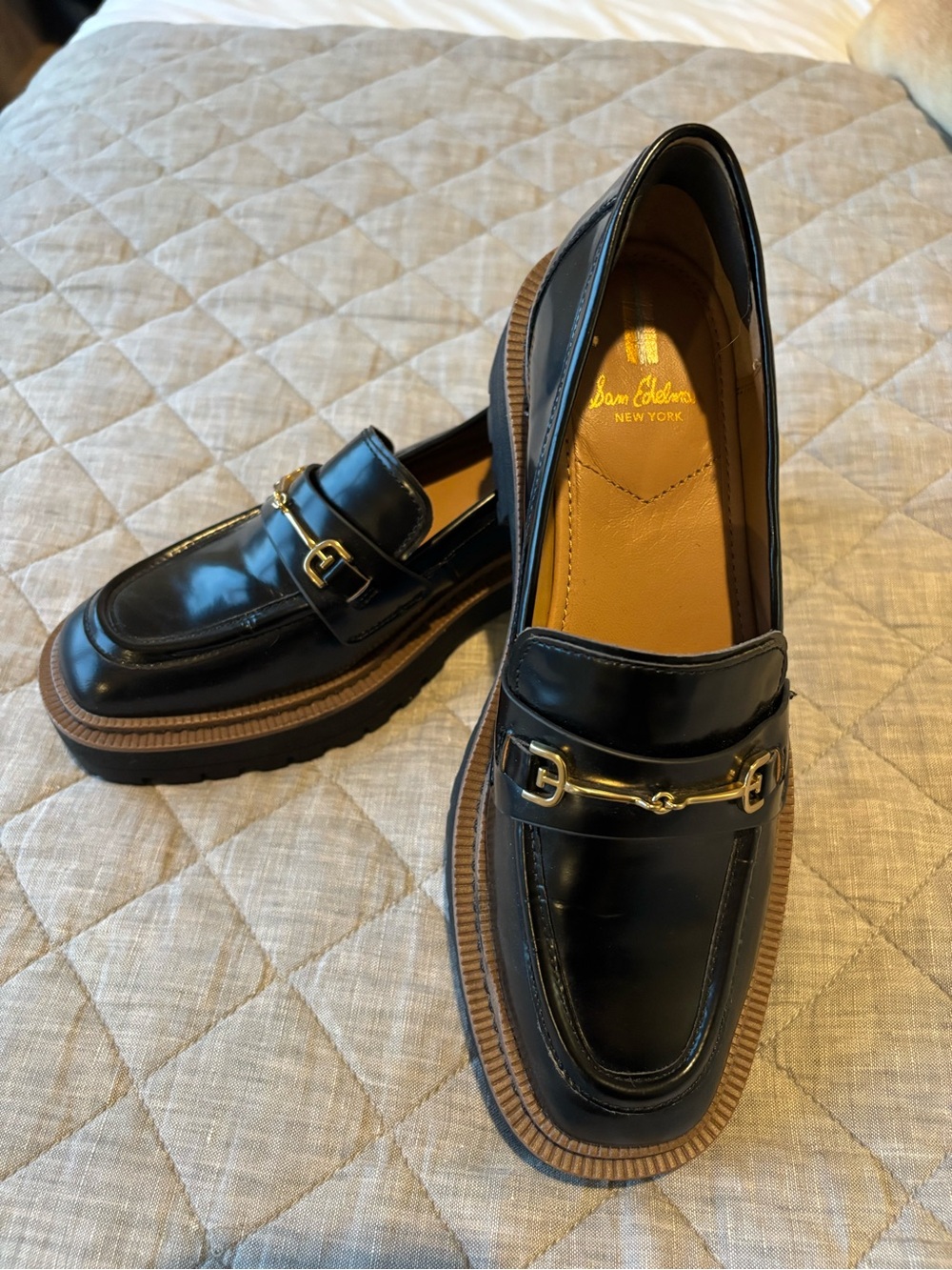 Sam Edelman Black Leather Bit Loafers for Women